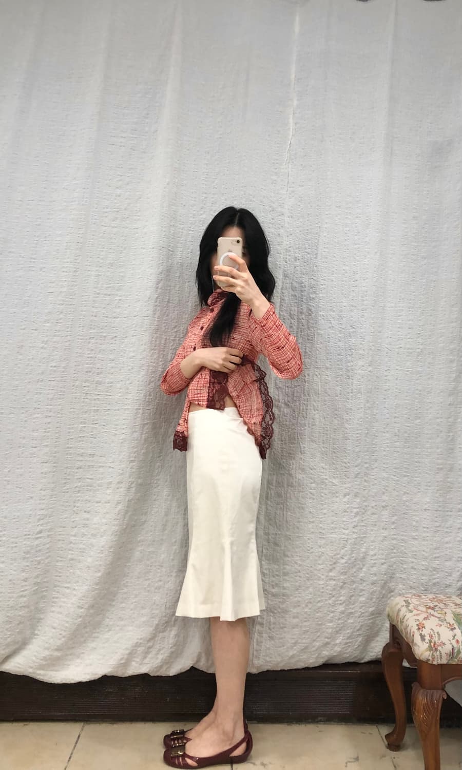 Back wrinkle point midi skirt 상품이미지4