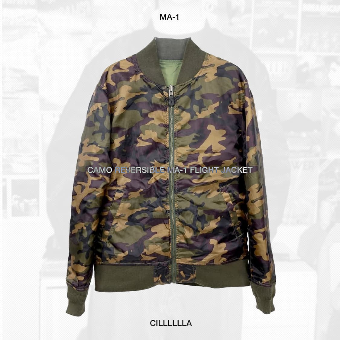 [M] Camo Ma-1 빈티지 리버시블 카모 카키 봄버 항공점퍼 상품이미지1