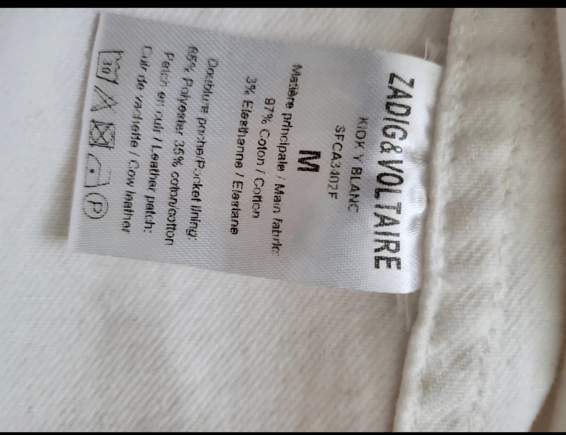 (정품)ZADIG&VOLTAIRE 화이트 데님 자켓 M사이즈 44-66 상품이미지4