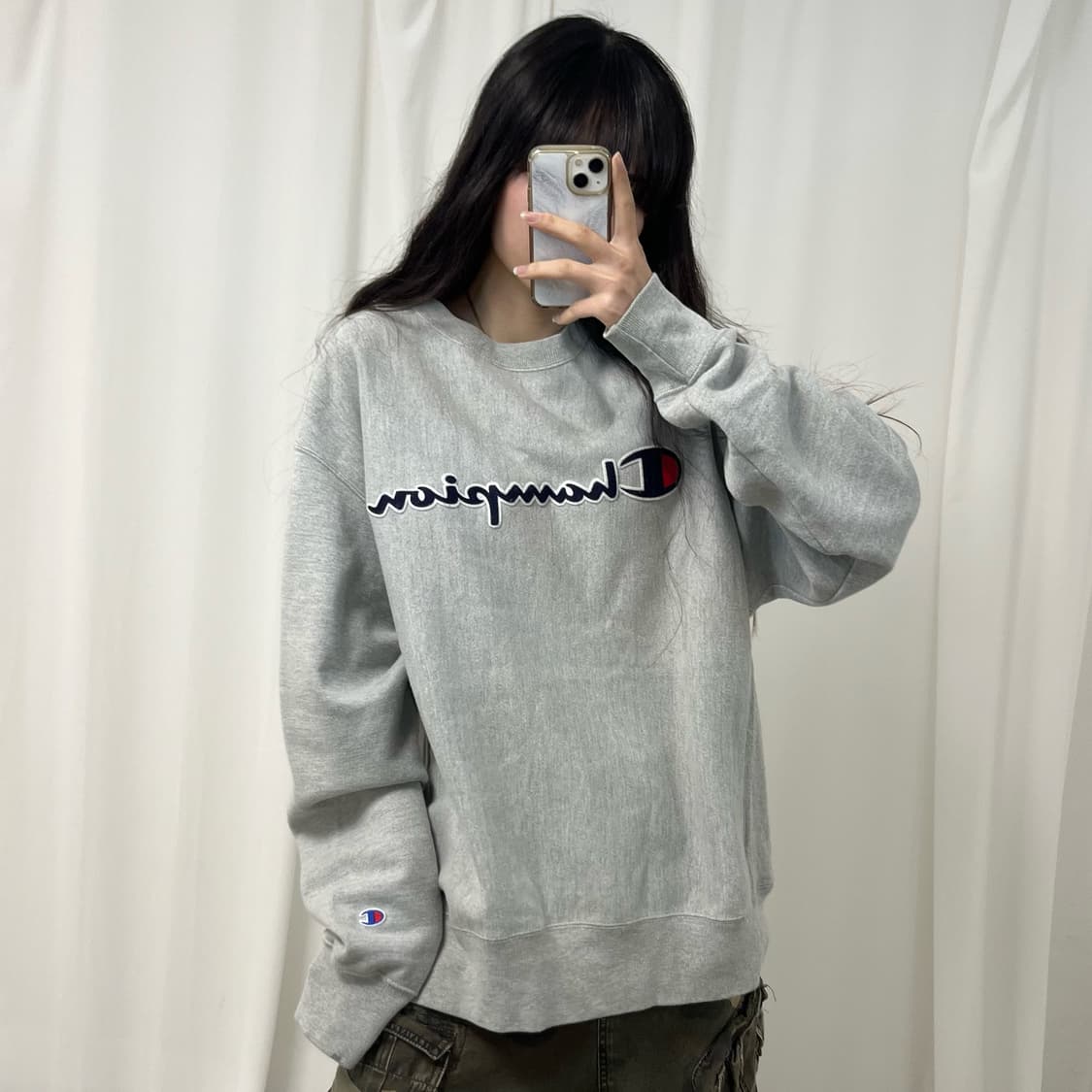 Champion reverse weave gray sweatshirt 상품이미지4