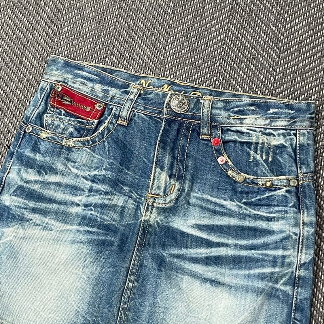 워싱 데님 미니 스커트 v0146 상품이미지3