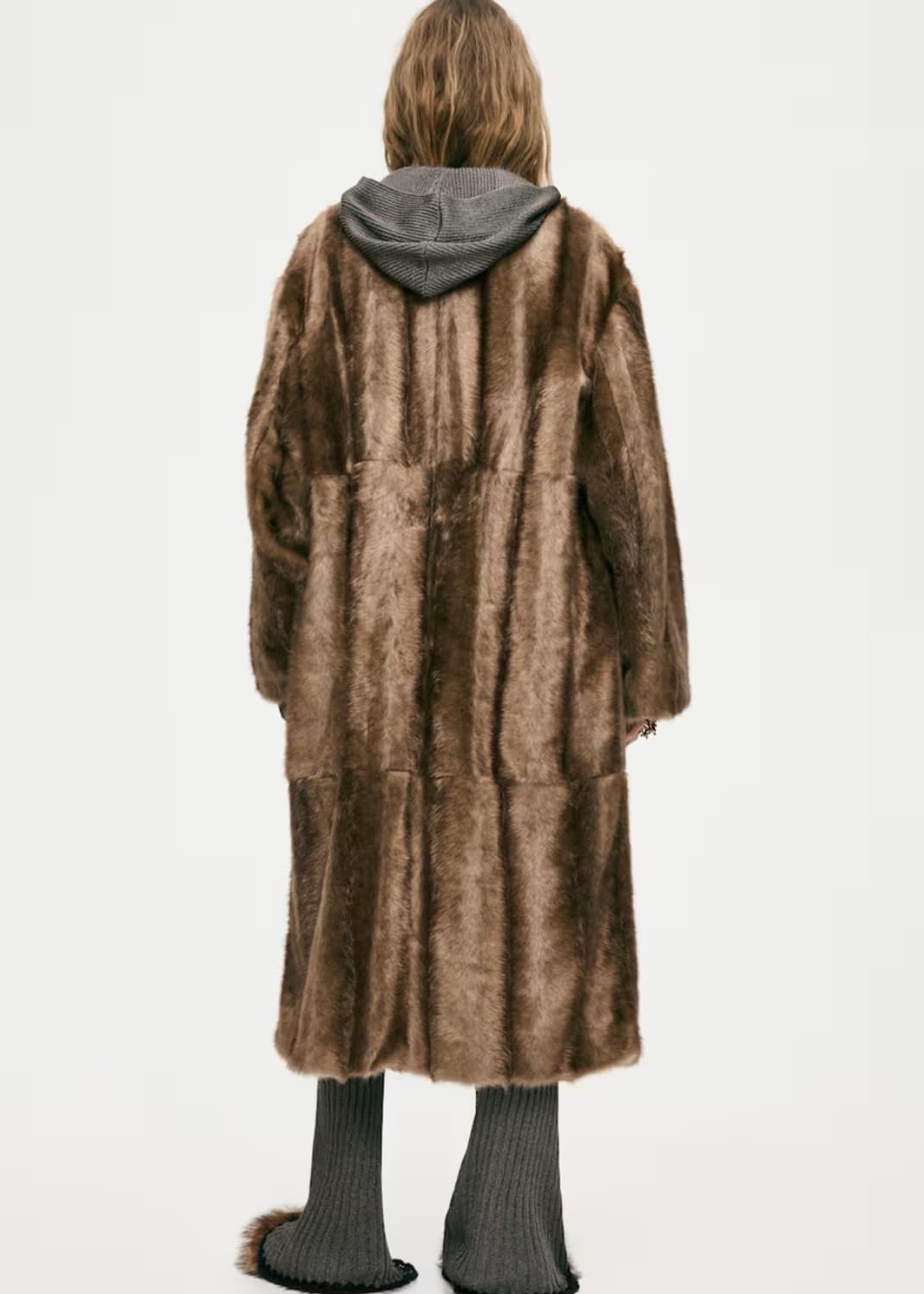 H&M 머플러 디테일 퍼 코트 상품이미지2