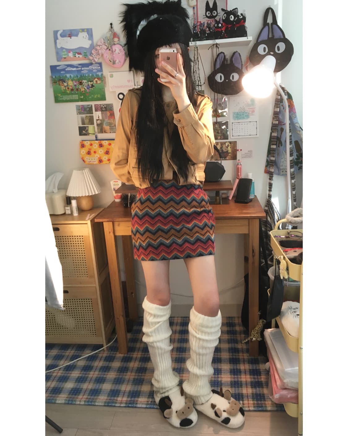 vintage chevron mini skirt orange 상품이미지3