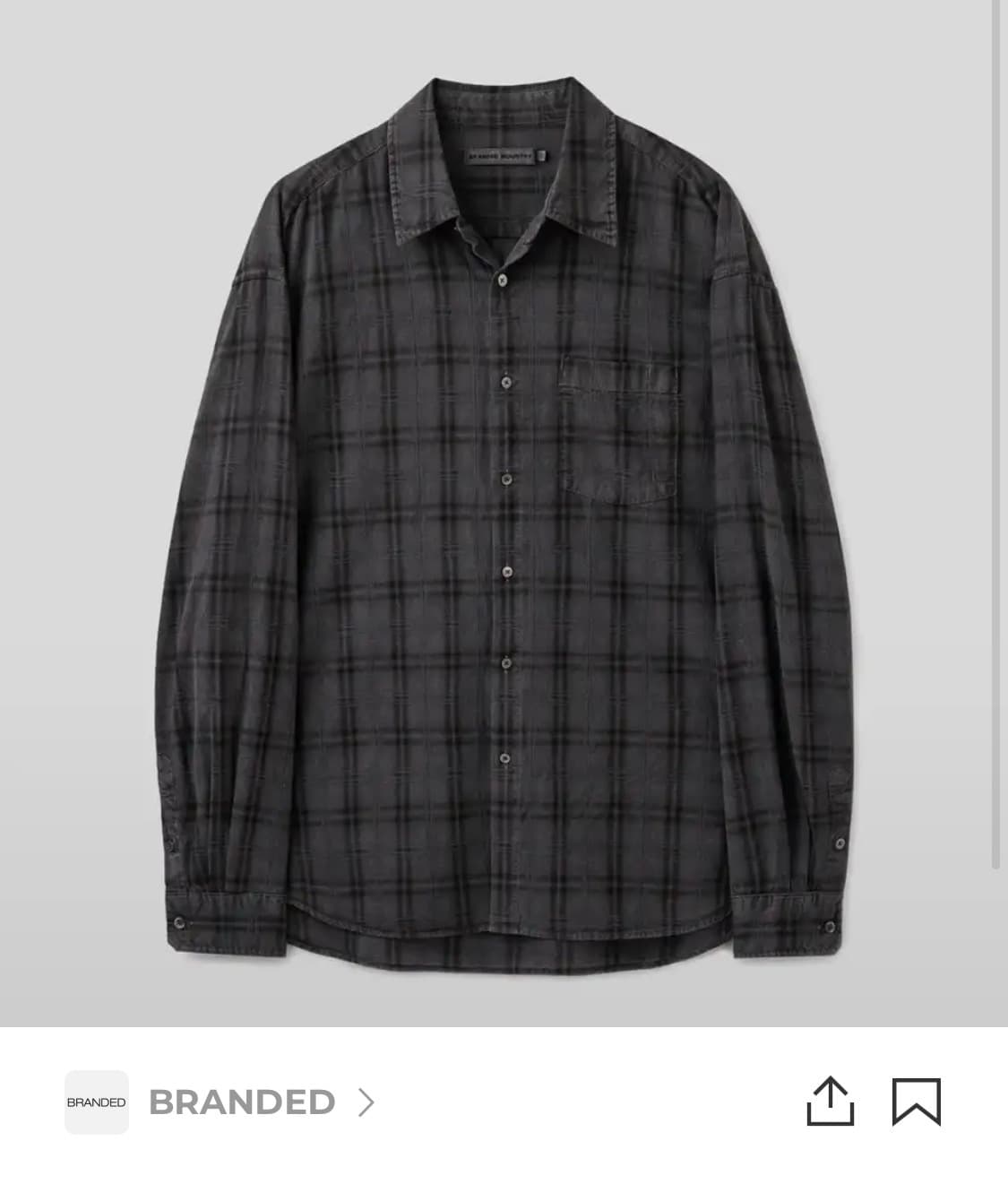 [M] 브랜디드 올데이 체크 셔츠 다이드 차콜 상품이미지1