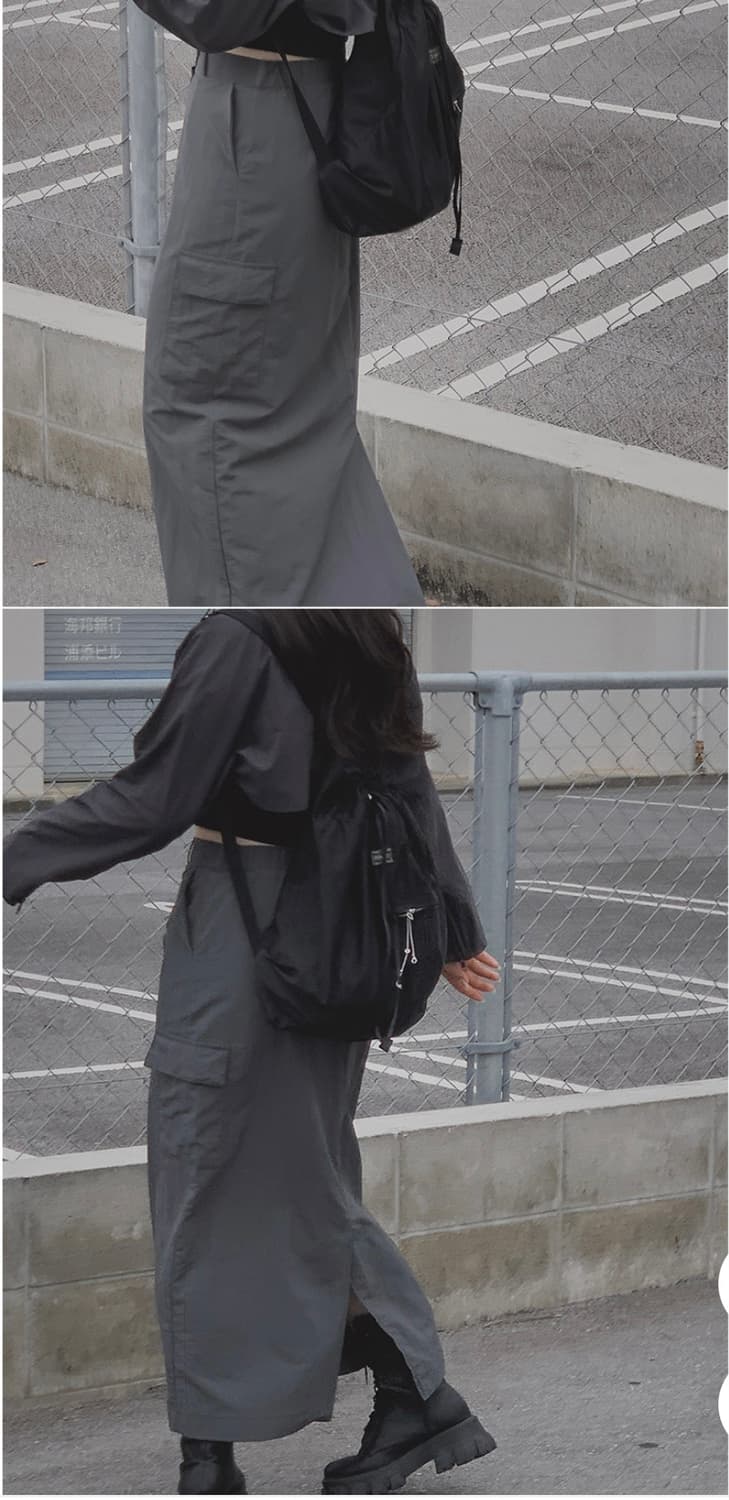 하비언니 made 유니크 나일론 카고 포켓 롱스커트 상품이미지3