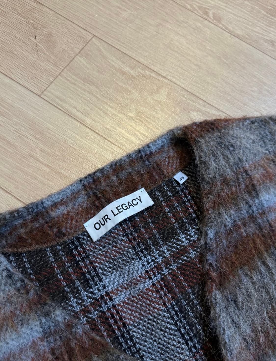 [46] 아워레가시 모헤어 가디건 어멘트 체크 상품이미지3