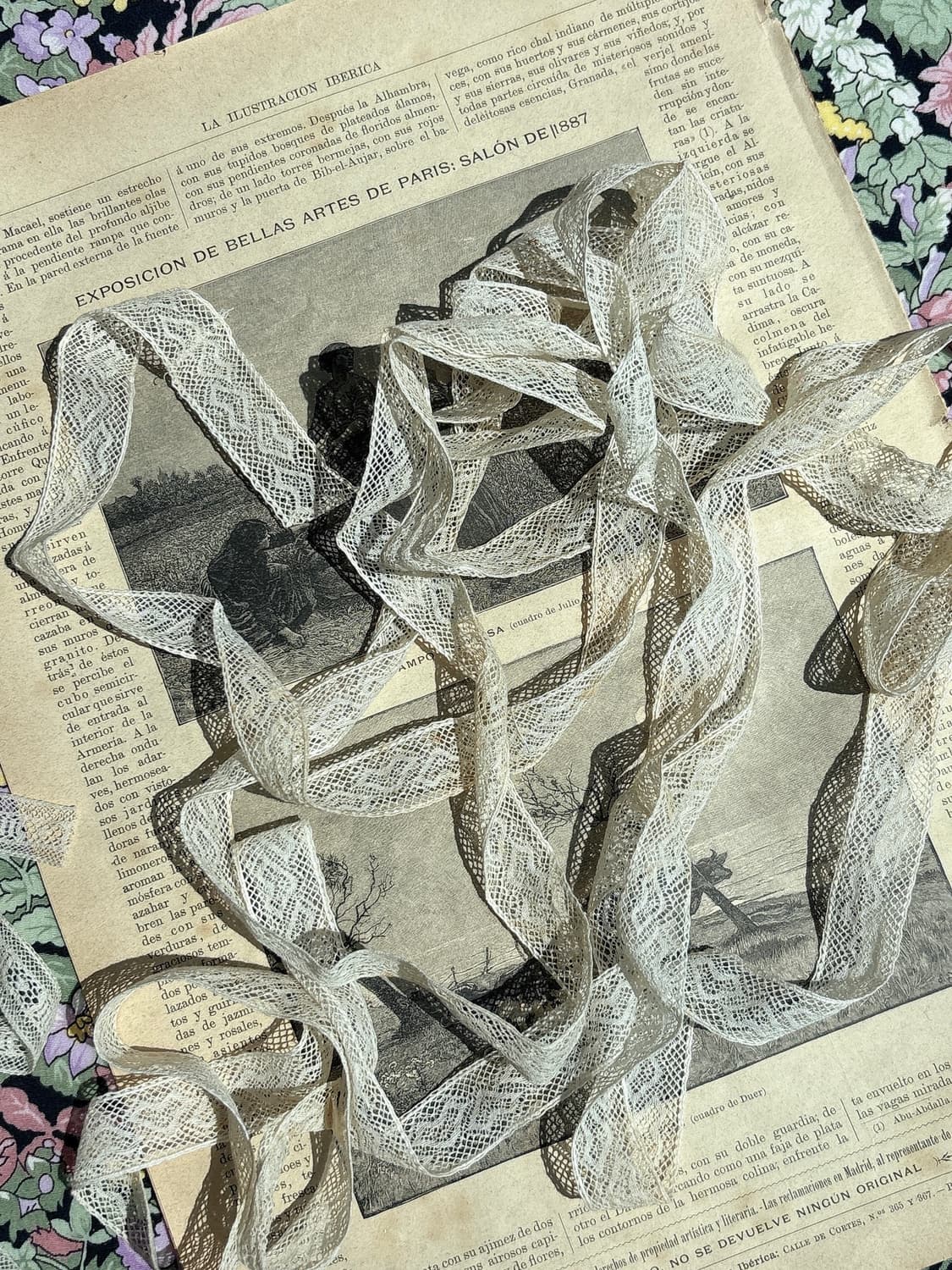 프랑스 하트패턴 앤틱 코튼 레이스 상품이미지3