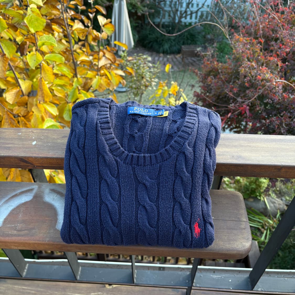 폴로 랄프로렌 포니 케이블 니트 네이비 M(L) (매장 QR정품) 상품이미지2