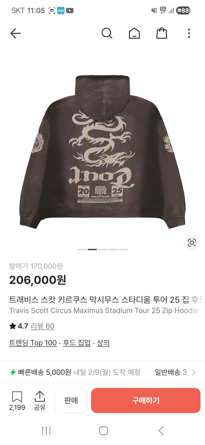 트래비스 스캇 키르쿠스 막시무스 스타디움 투어 25 집 후드 상품이미지1