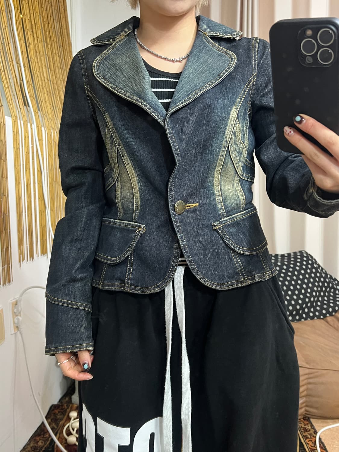 슈가켓 원버튼 데님 블레이저 자켓 상품이미지1