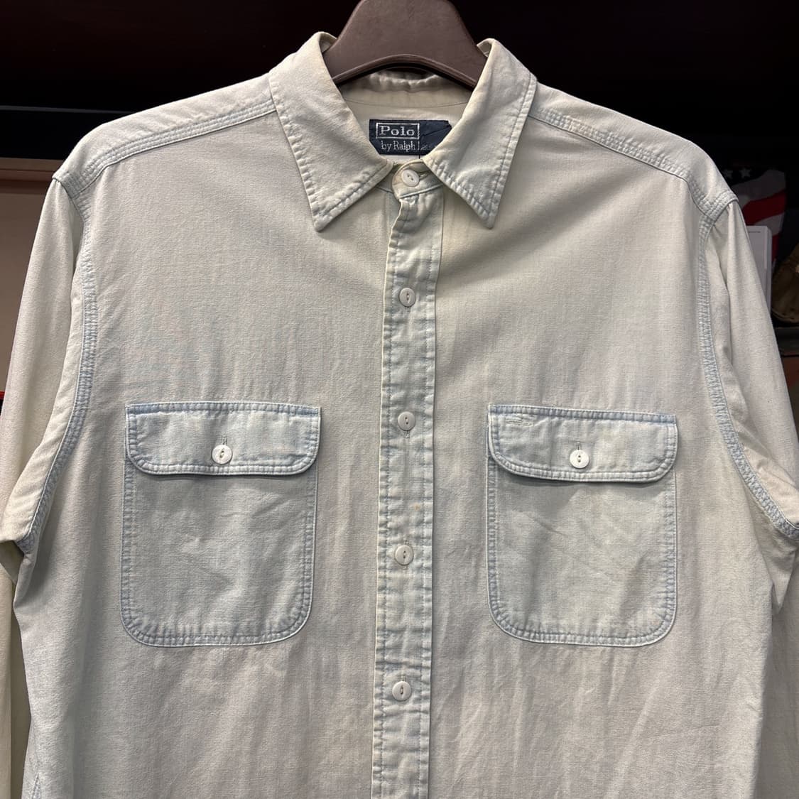 폴로 랄프로렌 네이티브 인디언 헤드 자수 샴브레이 워크셔츠 N1006 상품이미지3