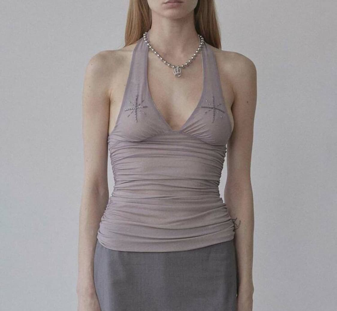 스컬프터 Beaded Mesh Halter Top 매쉬 홀터 탑 상품이미지1