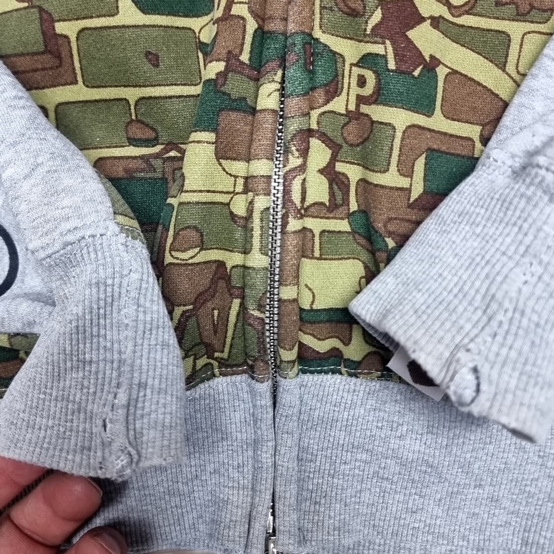 베이프 샤크 브릭 카모 후드집업 회색(m) 상품이미지2