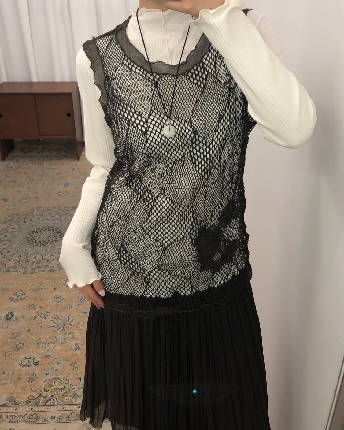 브라운 플라워 레이어드 나시 상품이미지2