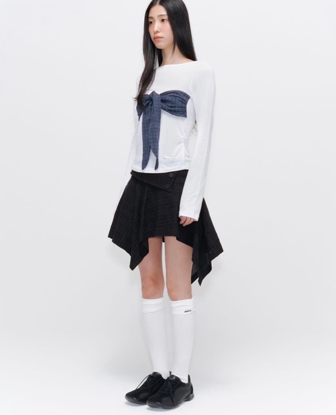 미세키서울 unbalanced flow mini skirt check 상품이미지4