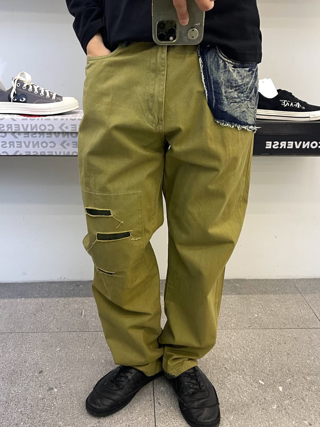 Burks Bull 데님 패치워크 데미지 팬츠 상품이미지1