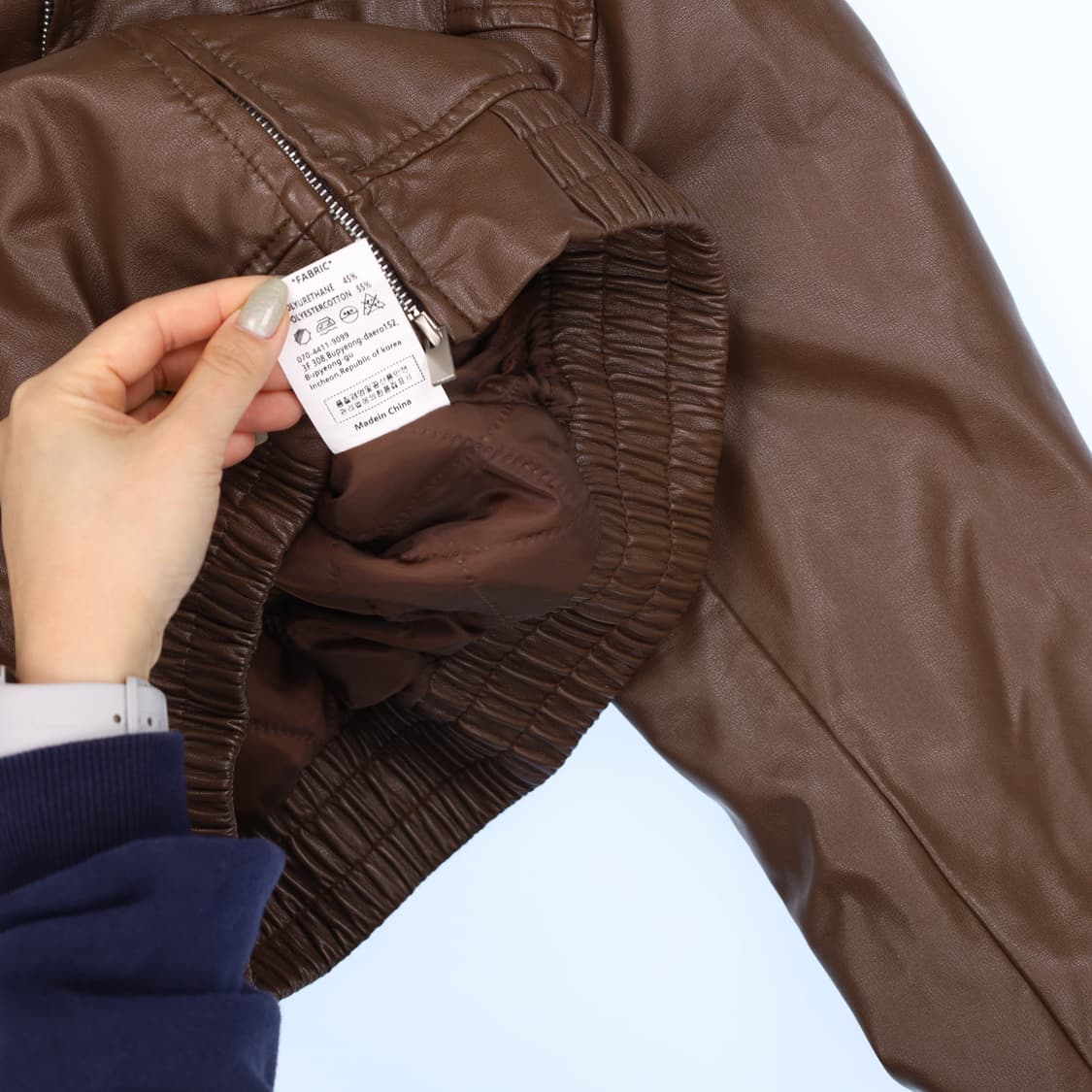 [실측확인] 베이델리 여성 크롭 레더자켓 0120J 상품이미지5