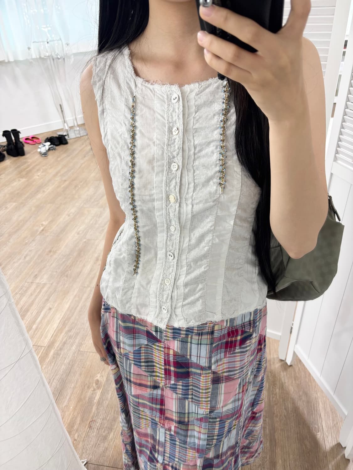 캐피탈 패치워크 슬리브리스 상품이미지3