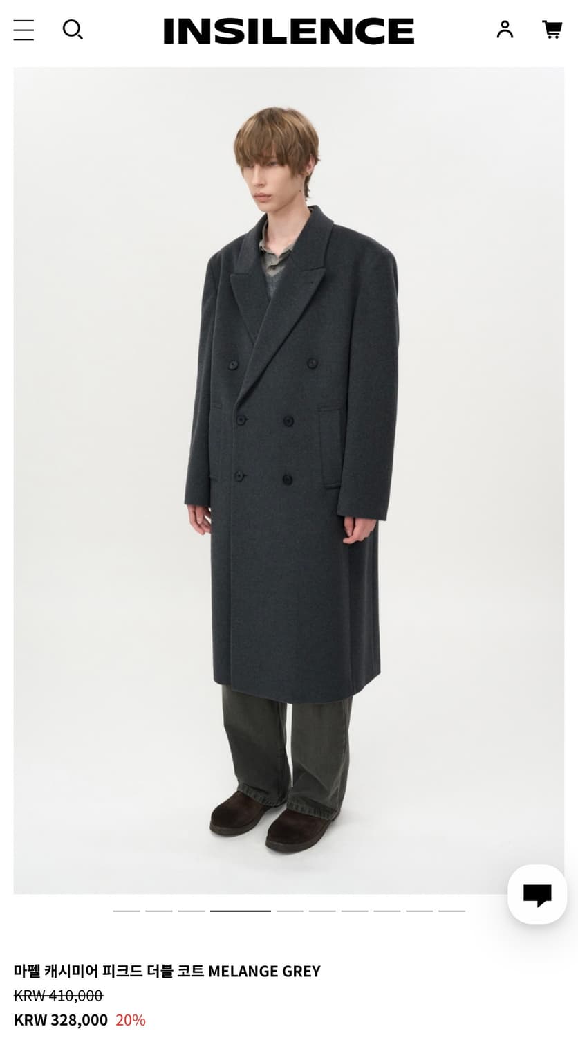 마펠 캐시미어 피크드 더블 코트 멜란지그레이 L 상품이미지3