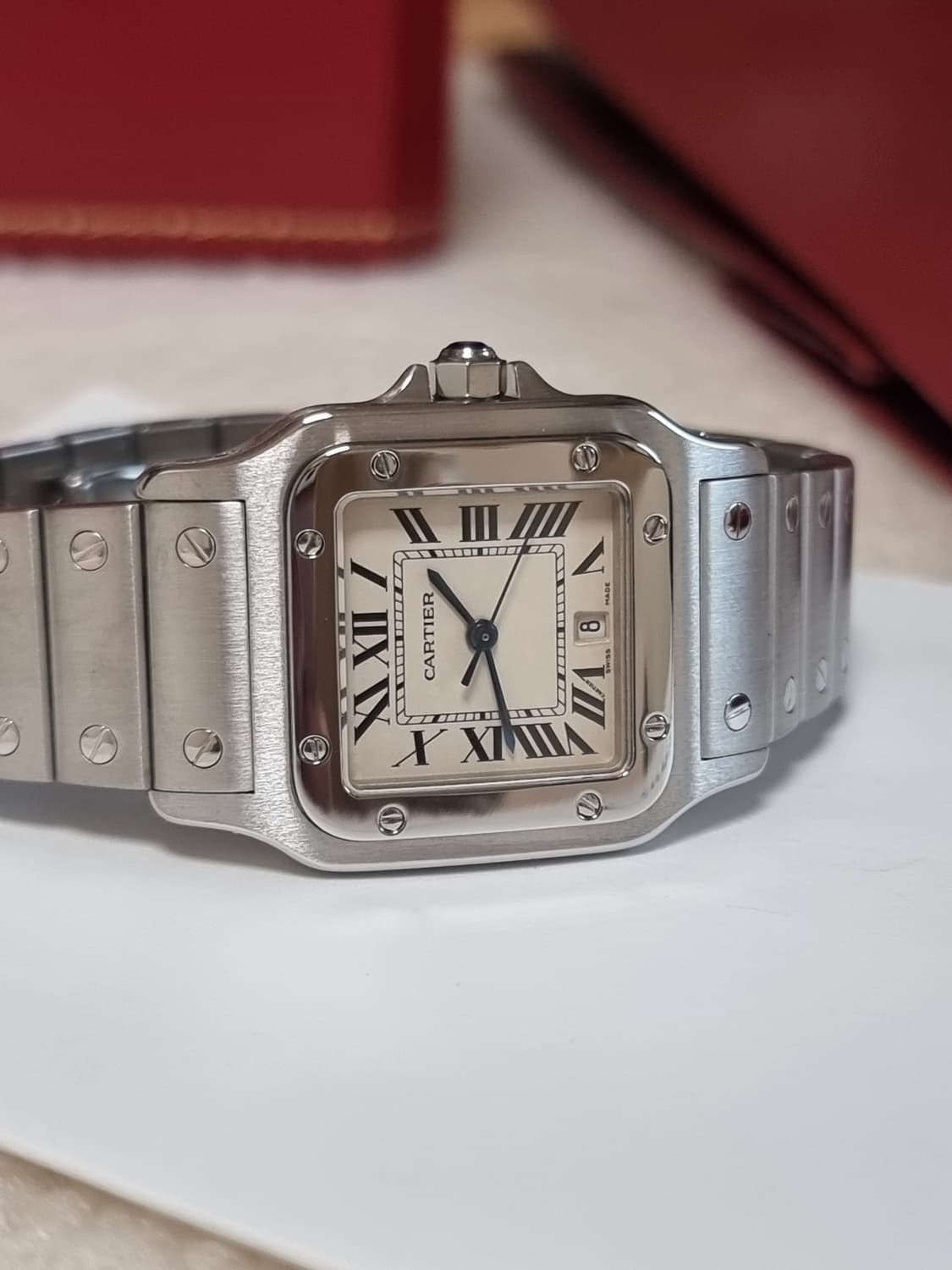 까르띠에 산토스 갈베 스틸 L 블랙로만 쿼츠 남성 시계 04년 상품이미지4