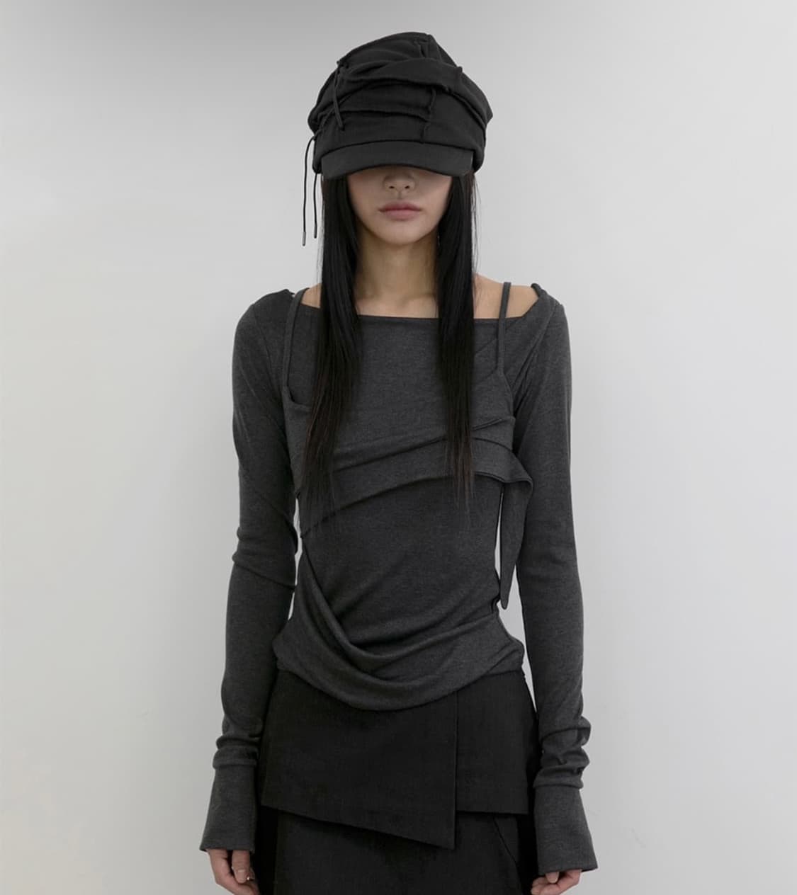 (새상품) 플레어업 레이어드 슬리브 차콜 상품이미지1