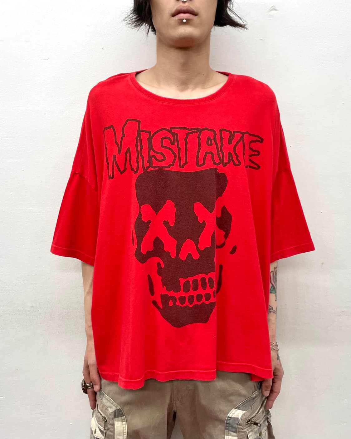 Big Skeleton Missake Loose Red T-shirt 상품이미지1