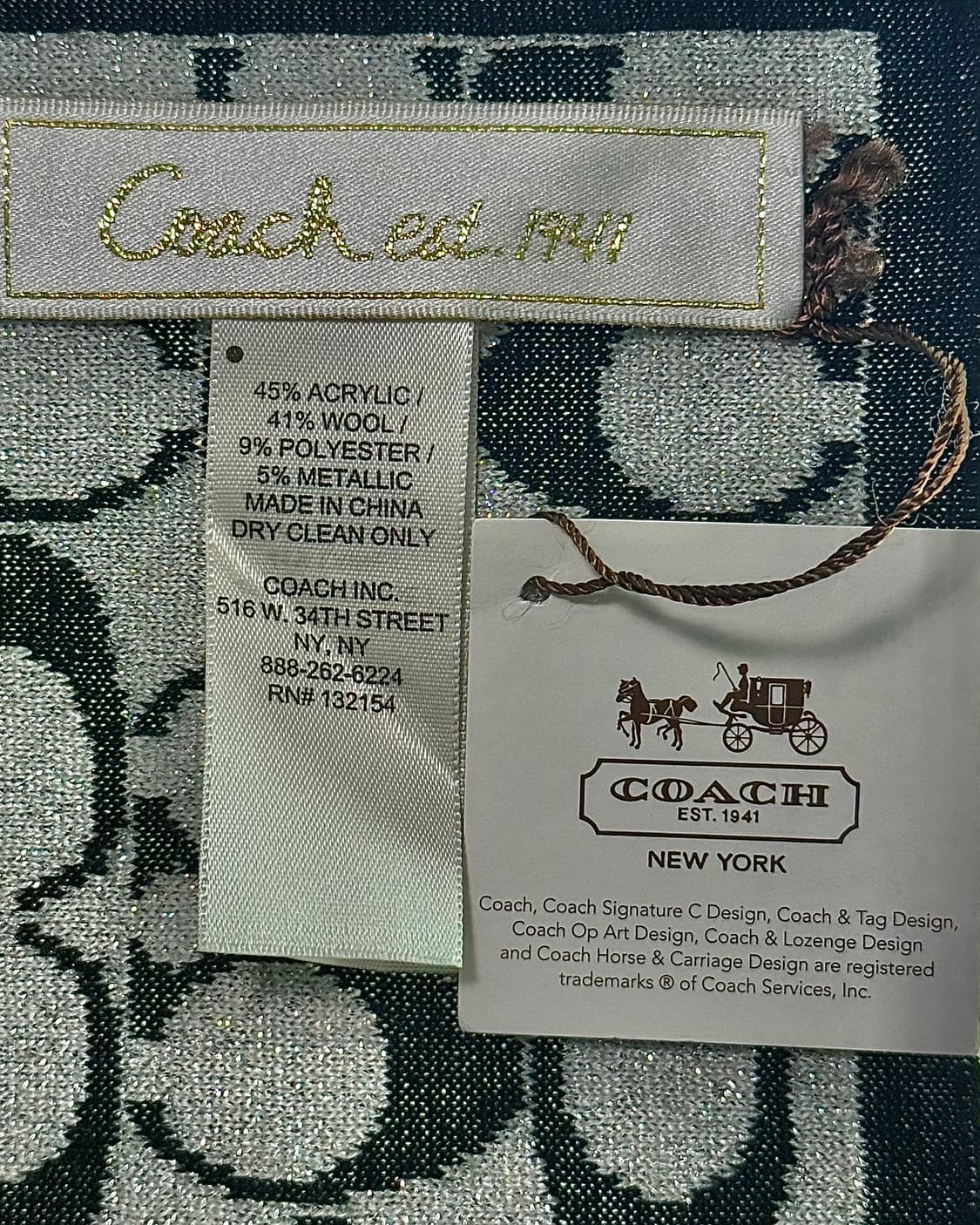 코치 양면 블랙 실버 그레이 회색 아이보리 목도리 머플러 명품 스카프 상품이미지4