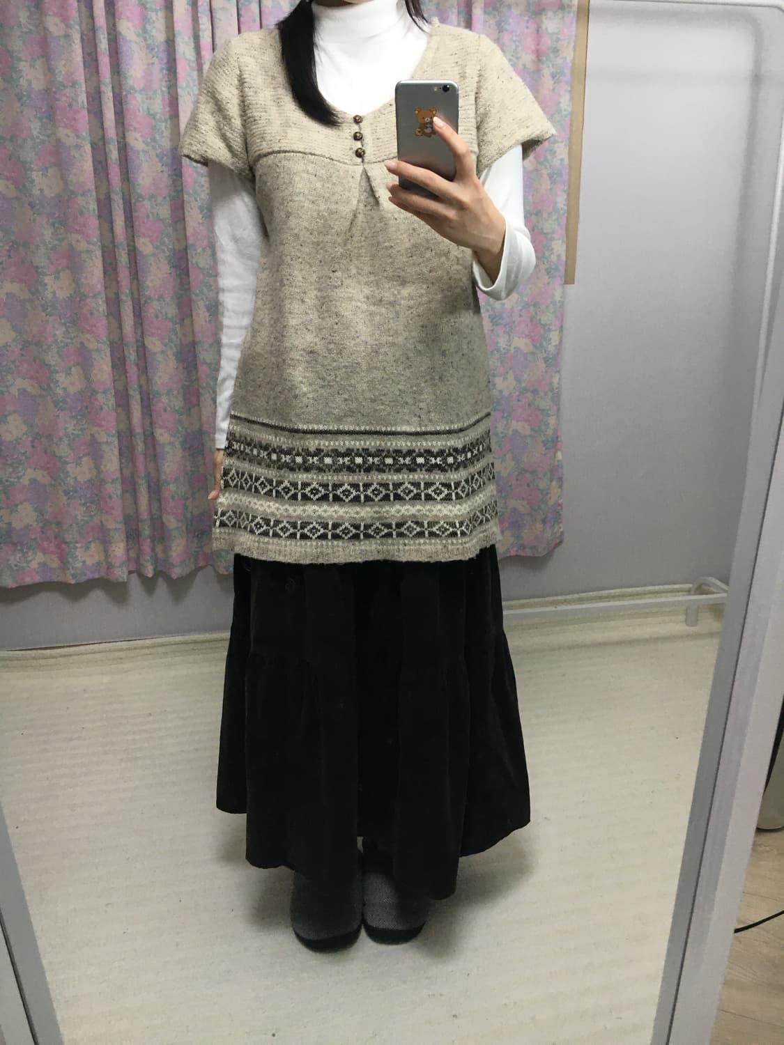 브라운 코듀로이 스커트 상품이미지3