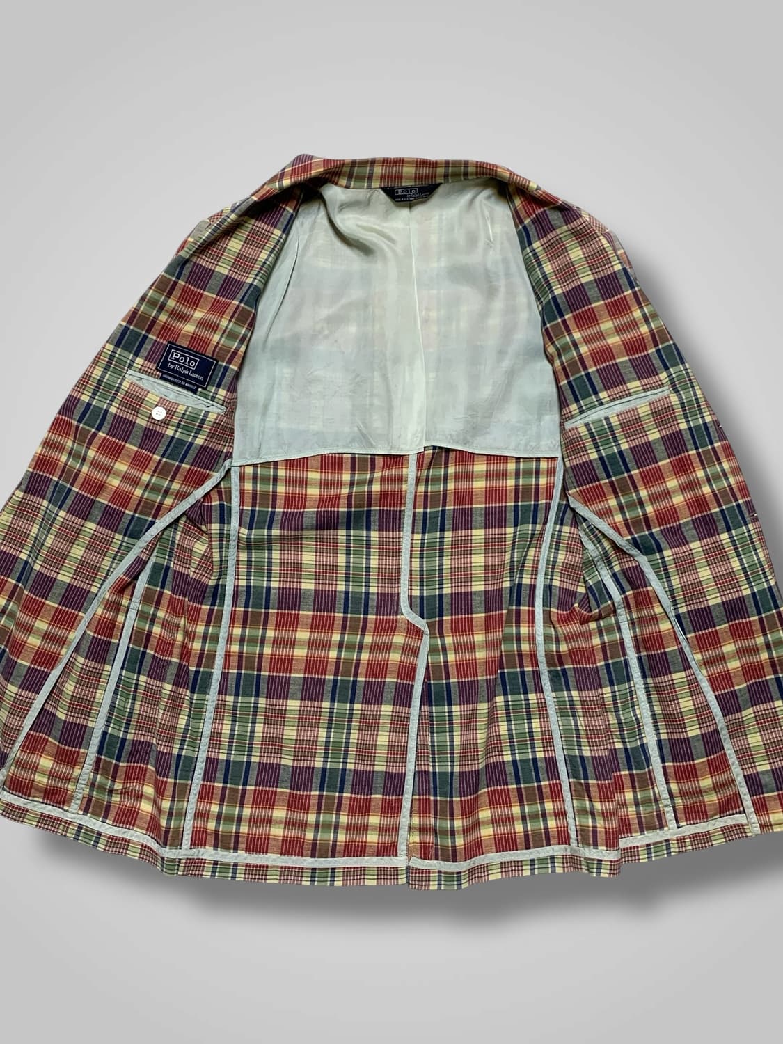 [105]폴로 린넨 체크 블레이저 자켓 상품이미지5