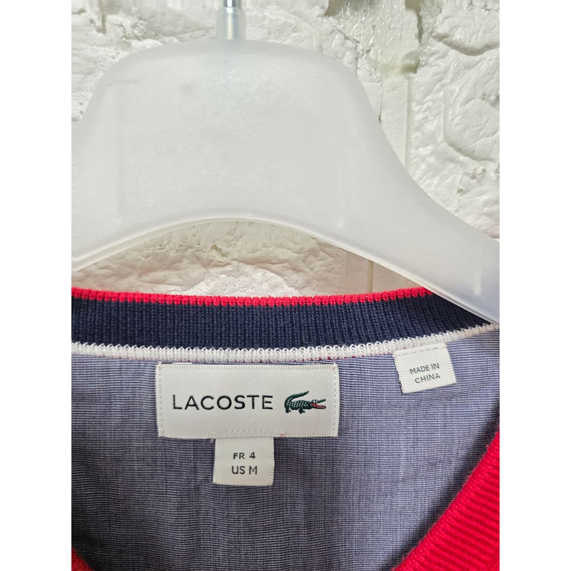 택포// 라코스테 빨간색 브이넥 니트 US M 상품이미지2