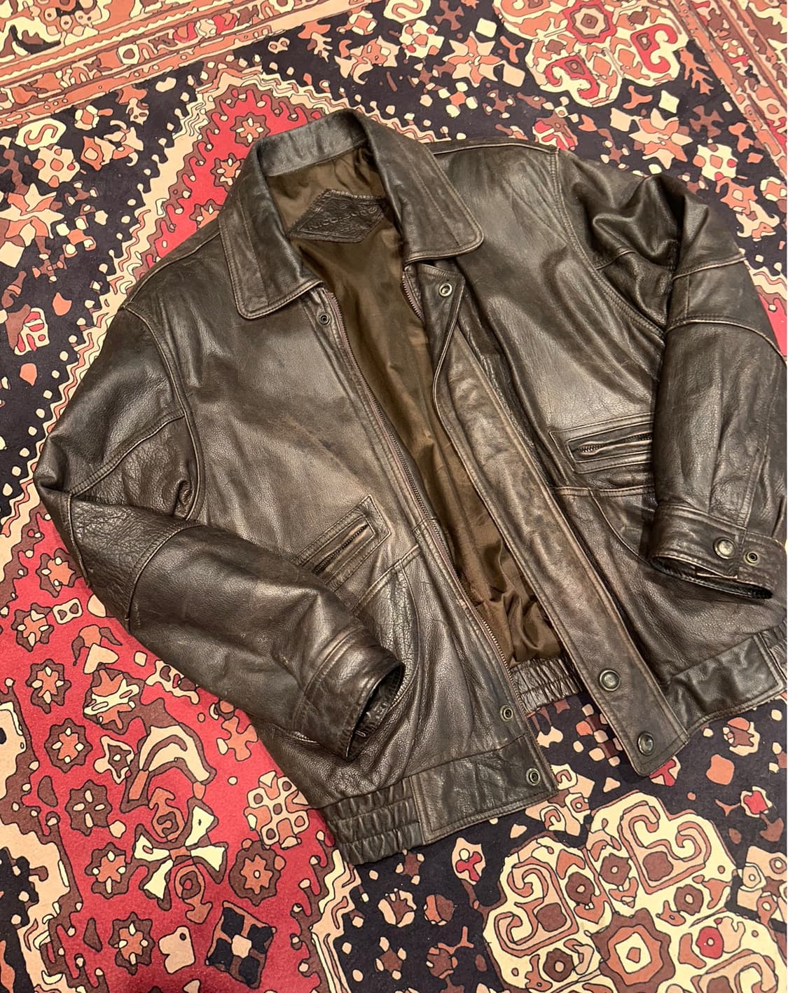 ( M-L ) 가죽자켓 레더자켓 빈티지가죽 봄버자켓 밀리터리 워크웨어 상품이미지5