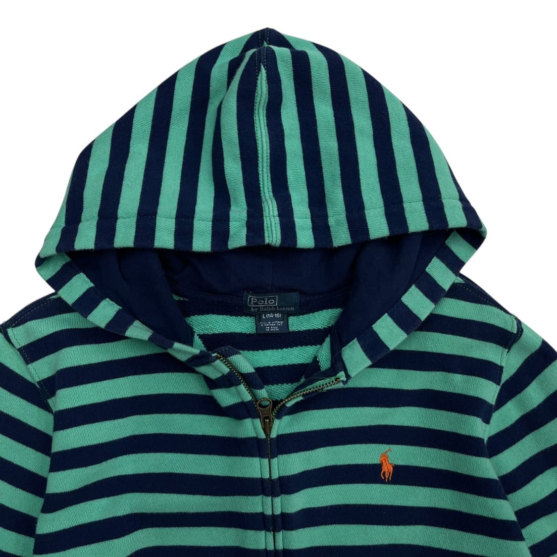 폴로 랄프로렌 오렌지포니 민트 단가라 네이비 후드집업 L 상품이미지6