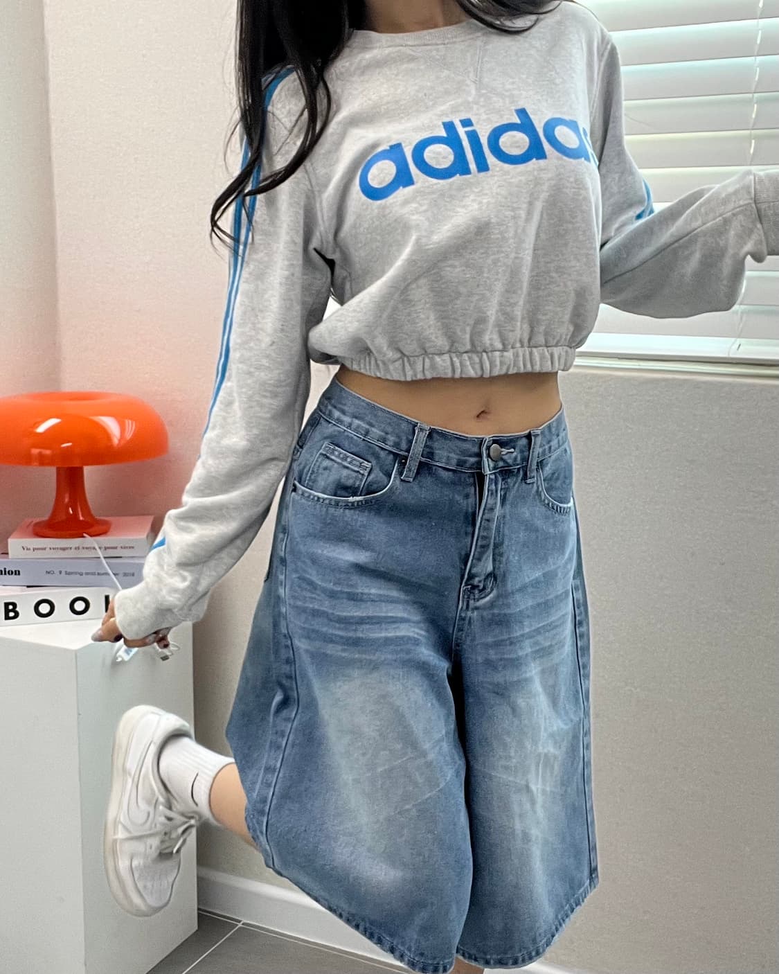 (WOMEN)아디다스 크롭 맨투맨-M791 상품이미지7