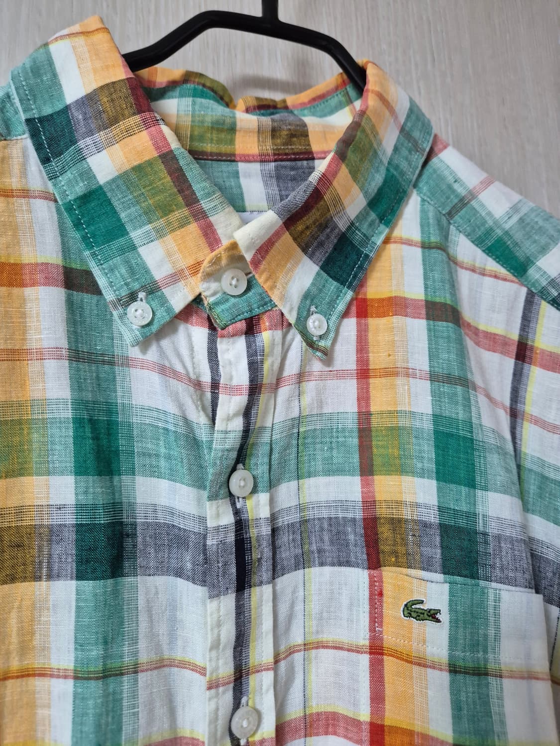 라코스테 멀티컬러 체크 셔츠 린넨100% 남방 105 상품이미지5