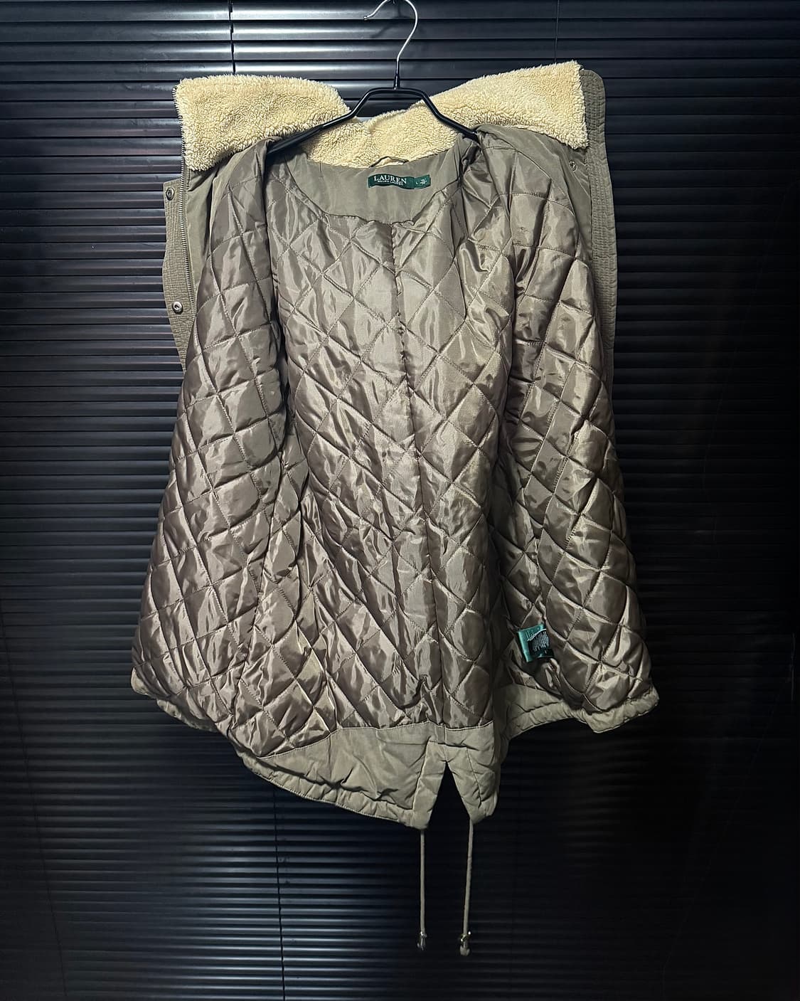 폴로 랄프로렌 브라운 갈색 양 털 후드 후디 야상 피쉬테일 누빔 방한 L 상품이미지8