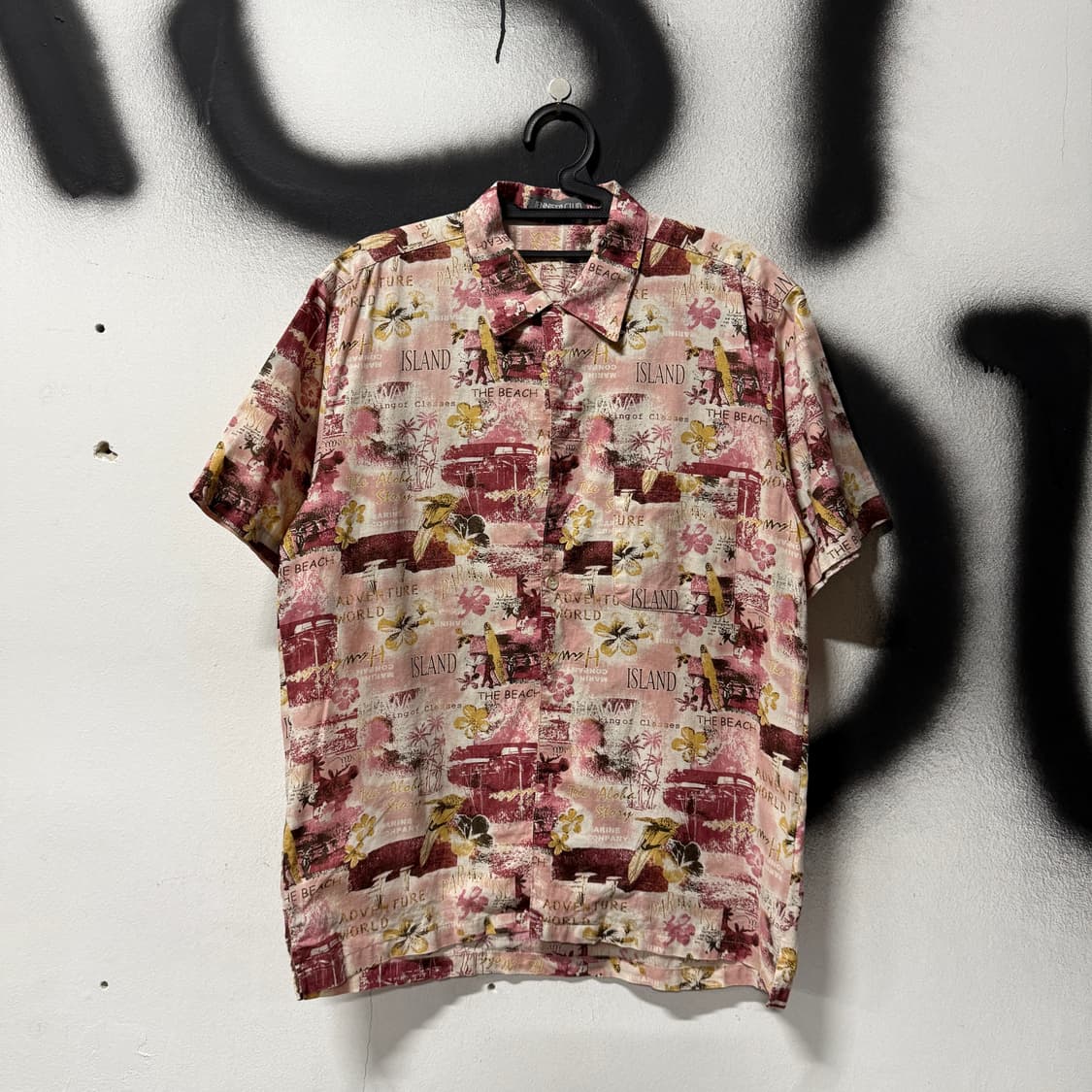 VTG 빈티지 플라워 자카드 풀 패턴 하와이안 반팔 셔츠 상품이미지1