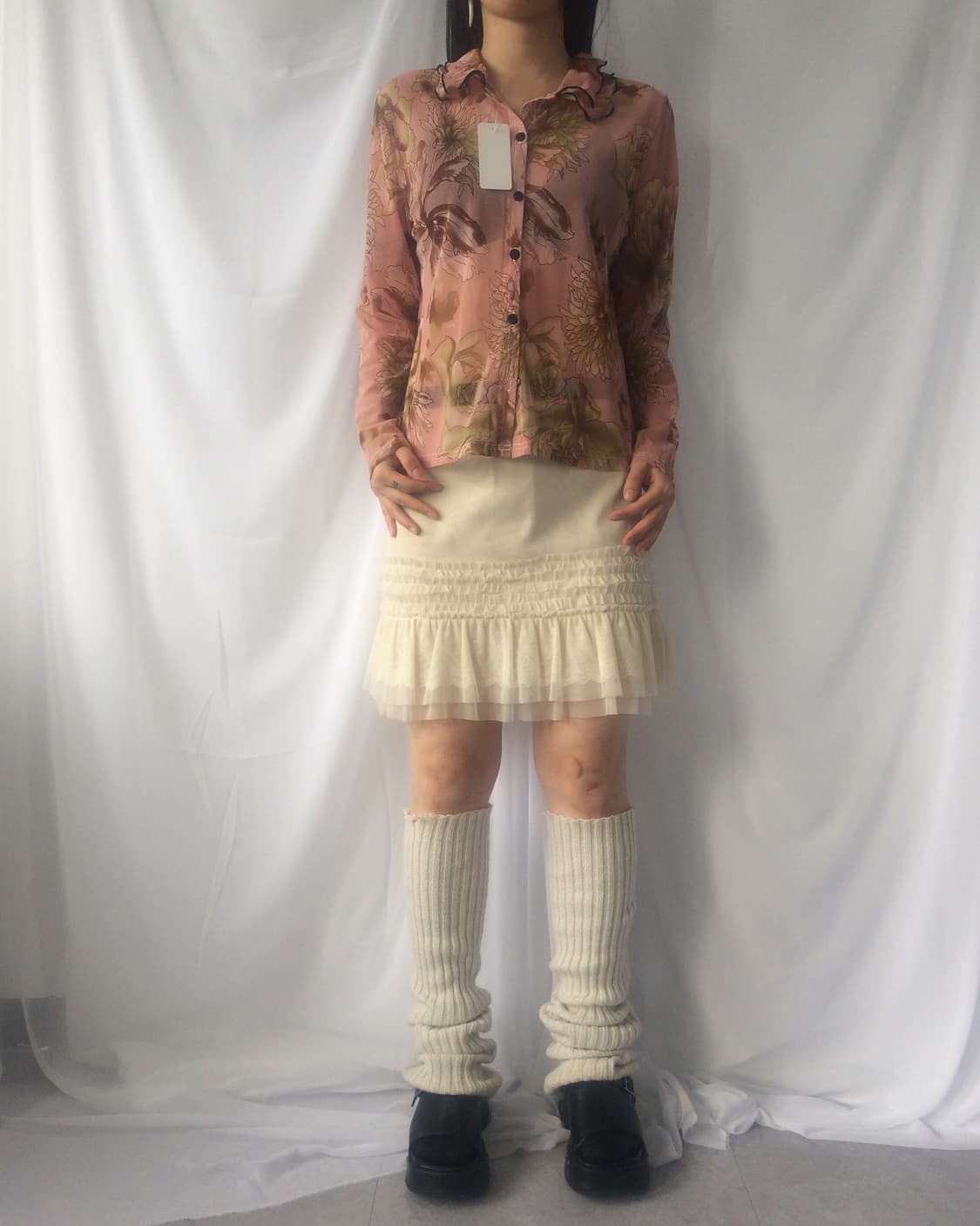 flower pattern mesh blouse 상품이미지1