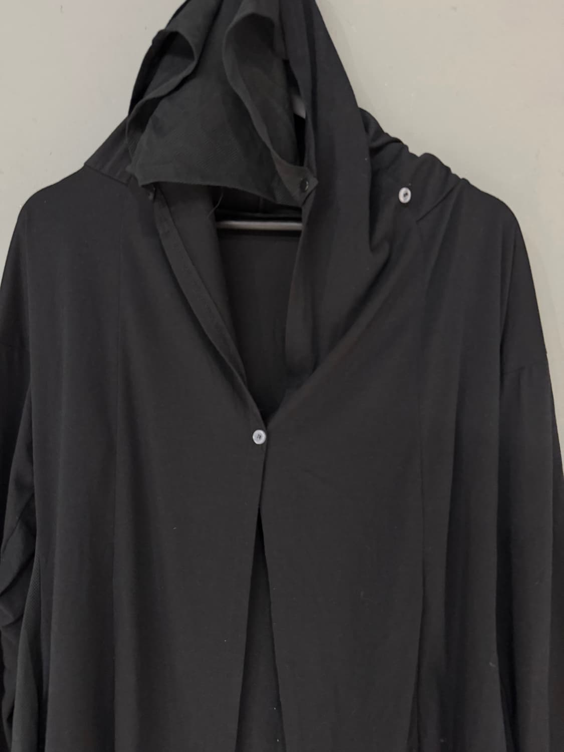 mesh layered hand-warmer hood cardigan 상품이미지7