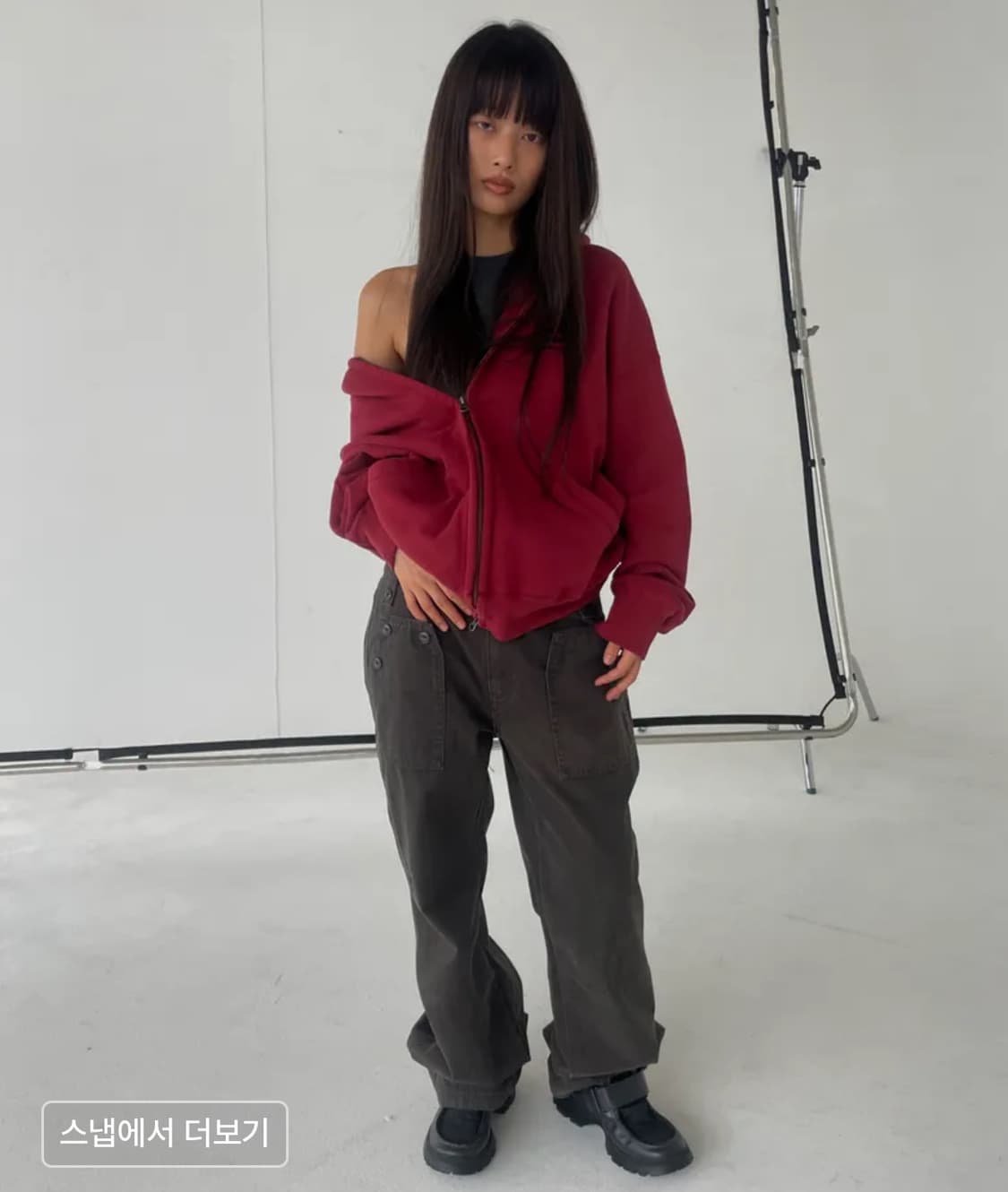 웰빙익스프레스 Button Detail Pants Charcoal 팬츠 상품이미지4