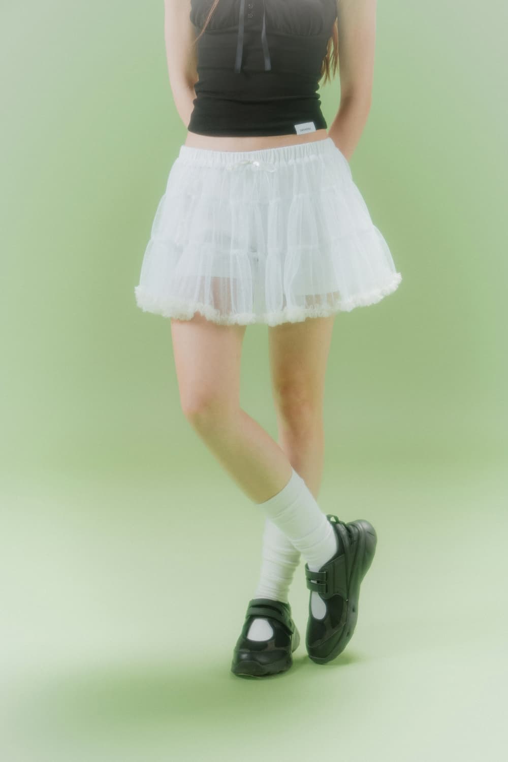 새상품) 드라이로즈 무신사 메쉬 튜튜프릴스커트 상품이미지1