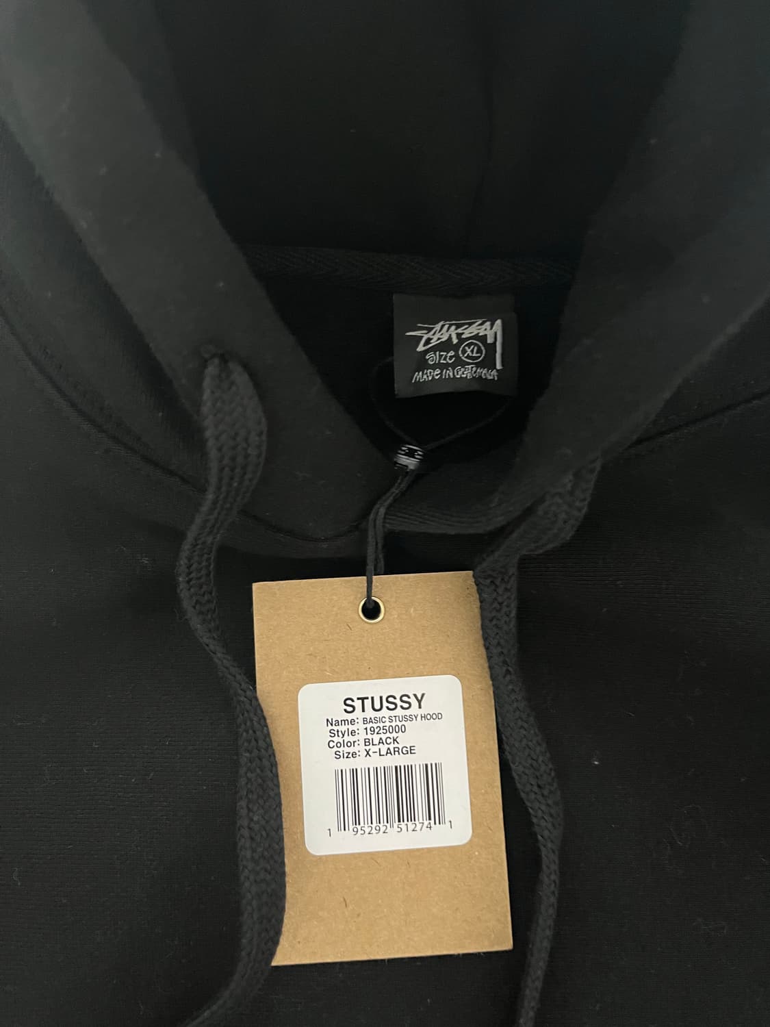 스투시  기모 후드 블랙 XL 상품이미지3