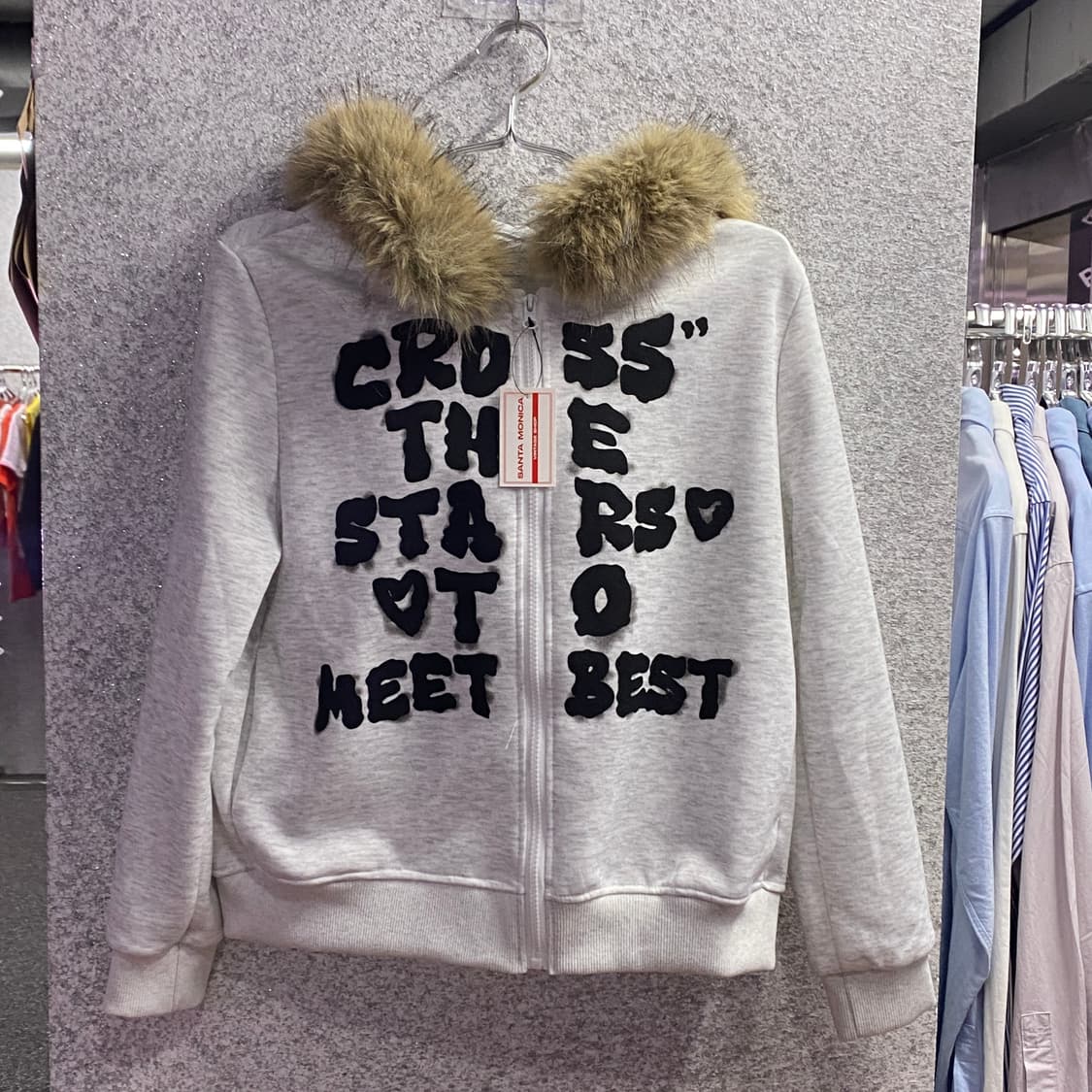 빈티지 레터링 멜란지 그레이 후드집업 B3317 상품이미지2