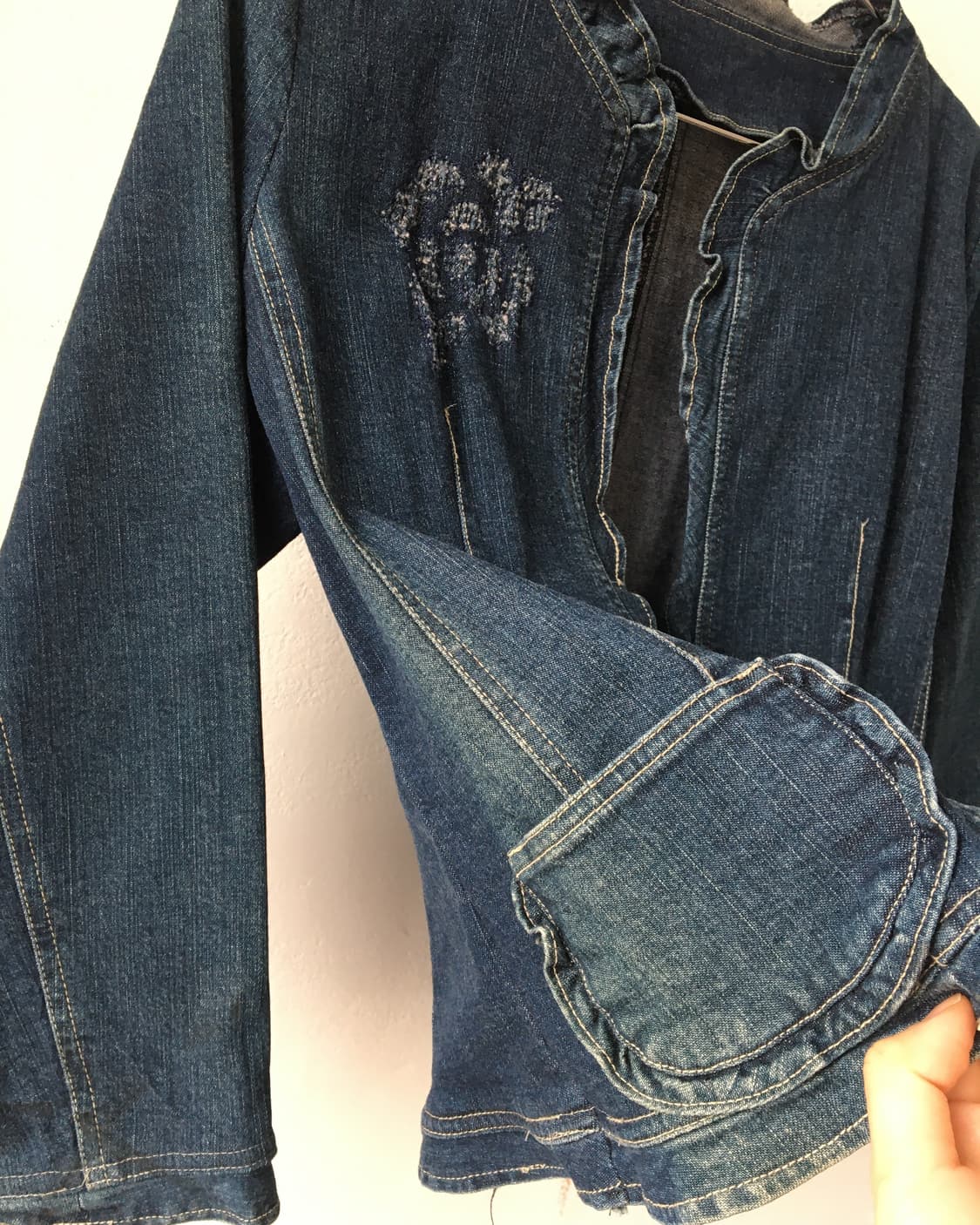 Flower point open denim jacket 상품이미지4