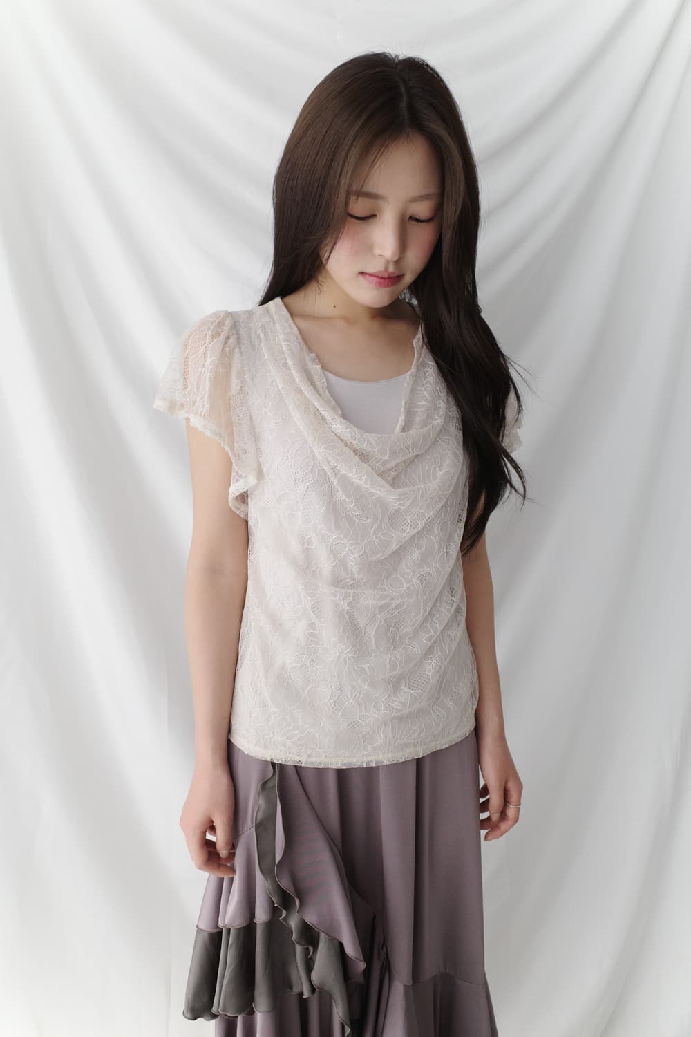 lace draping half T  상품이미지1