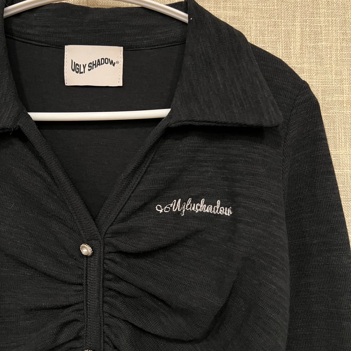 어글리쉐도우 서지수 원피스 셔링 미니원피스 F 블랙 상품이미지4