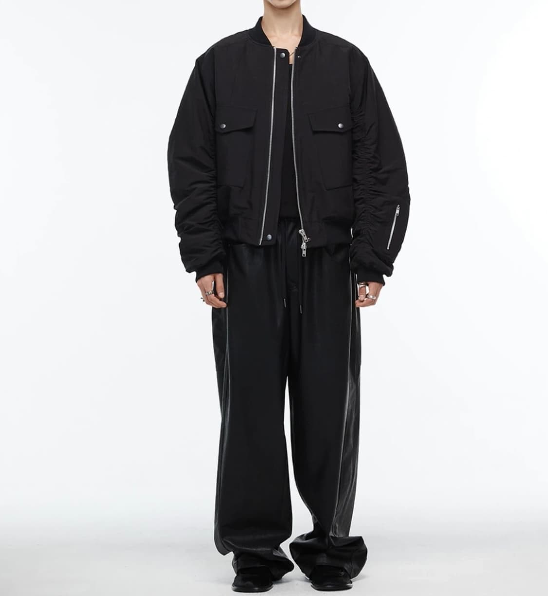 [2] 알렌느 카고 포켓 봄버 자켓 마원 블랙 상품이미지2