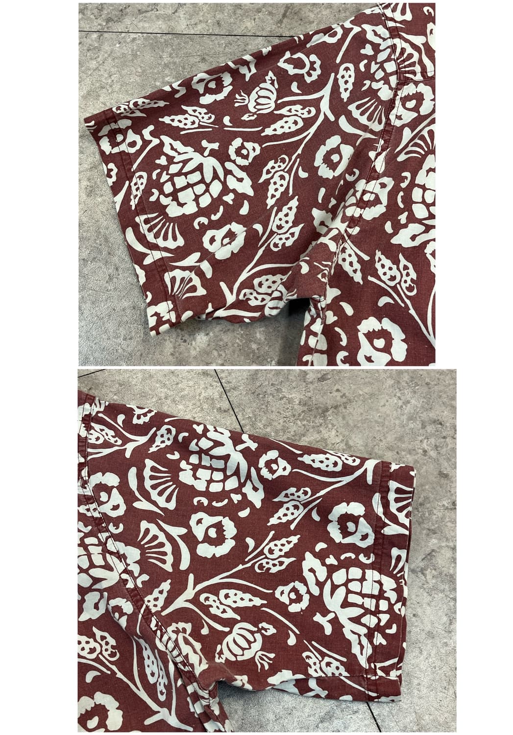 빈티지 하와이안 패턴 반팔 셔츠 레드브라운 XL #csz3714 상품이미지9