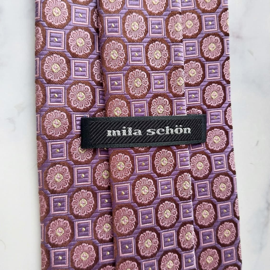 밀라숀 실크 퍼플 패턴 넥타이 9.6cm A~B등급 K2037 상품이미지8