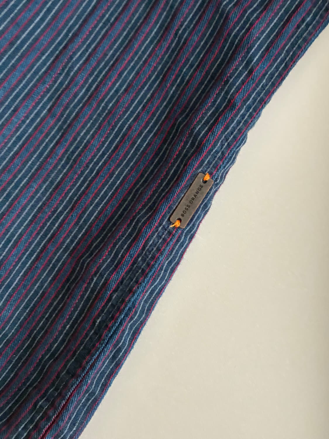 M) 휴고 보스 슬림핏 스트라이프 셔츠 네이비 상품이미지5