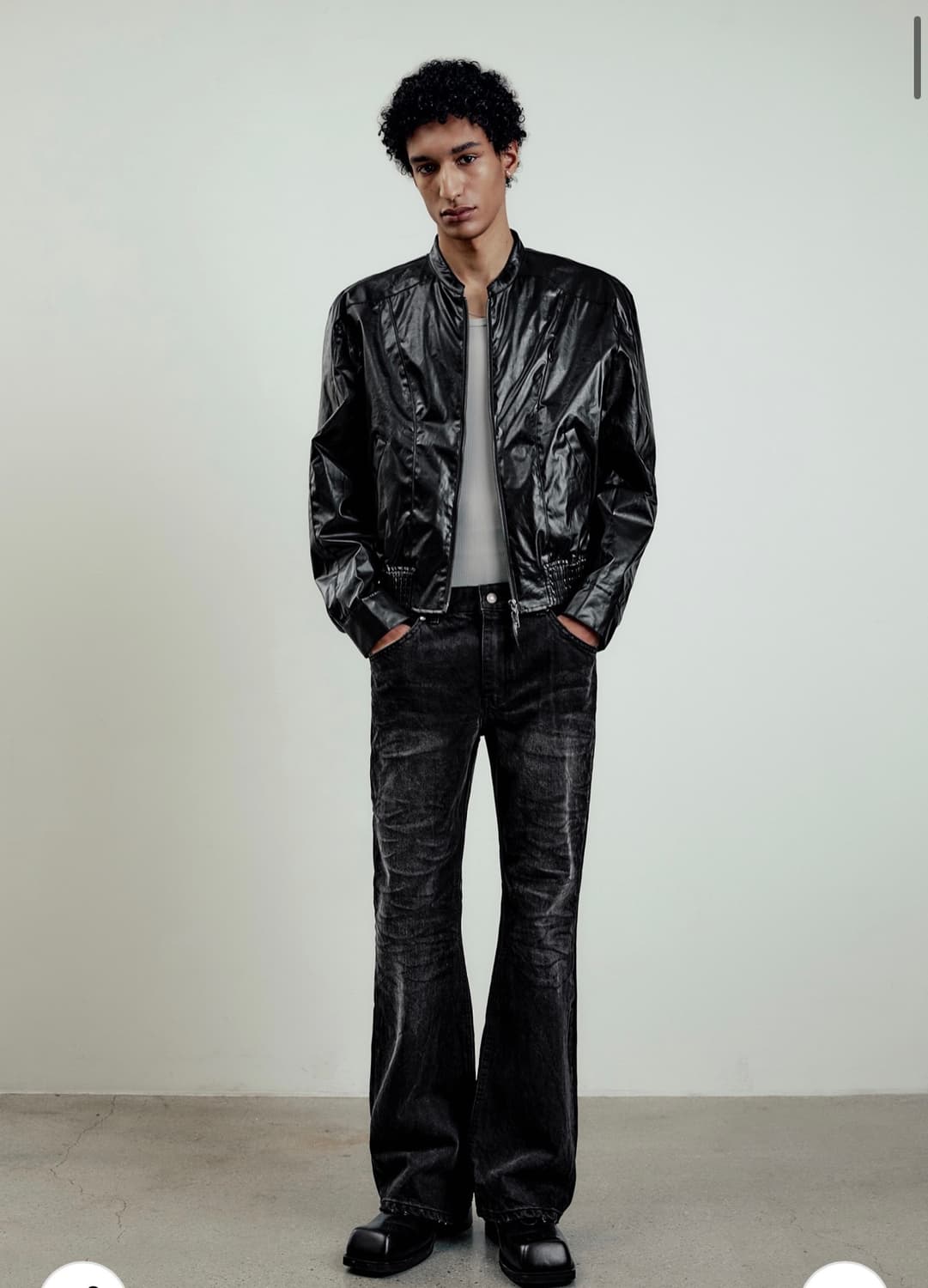 (새상품) 엘무드 글레이즈드 코튼 바이커 자켓 44  상품이미지2